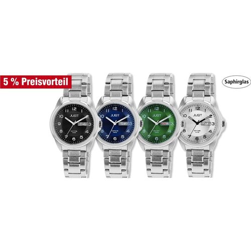 JUST "Mads" Herren Edelstahluhr mit Edelstahlband und Saphirglas, 10 ATM