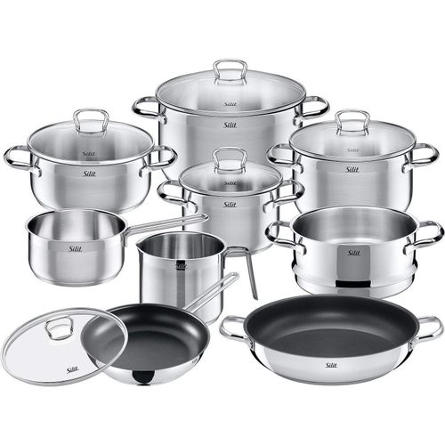 Silit Topf-Set Toskana Topfset 10-teilig,Kochtopf Set+Glasdeckel,Induktionskochtöpfe, Edelstahl (Töpfeset, Induktionstöpfe, Töpfe, Topf Set, 10-tlg.)