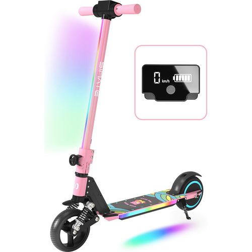 Elektroscooter Kinder 130W Motor 14Km/h Elektroroller LCD-Display E Scooter Für Kinder Und Jugendliche Bis 70kg Klappbar E Roller- Rosa