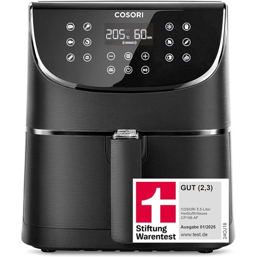 Cosori Heißluftfritteuse 5,5L XXL Friteuse Heissluftfritteuse+LED-Touchscreen,11 Programmen, 1700,00 W, 11 Programme, LED Display Touchscreen