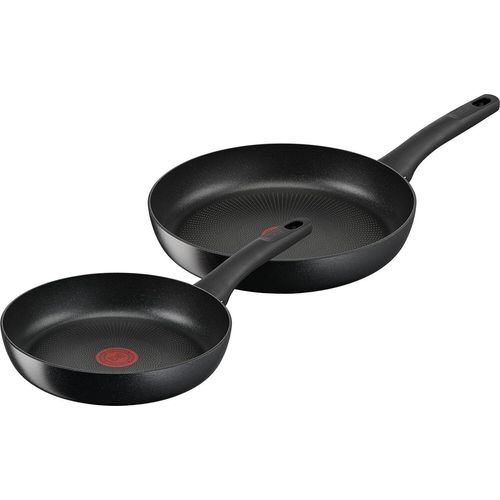 Hartes Titan-Auf-Pfannen-Set, 24 + 28 cm, Aluminium, sichere Antihaftbeschichtung, Thermosignal, Temperatur für alle Herdarten, geeignet für Induktion