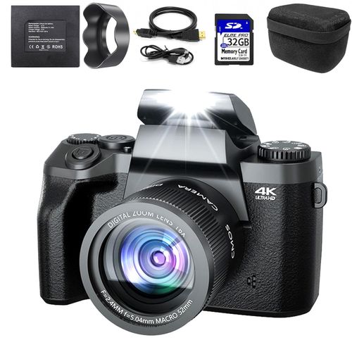 Digitalkamera 4K, 64MP Fotokamera mit 3.0