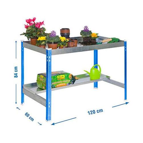 SIMONGARDEN DESK 1200x600 BLAU/GALVA-Anzuchttisch
