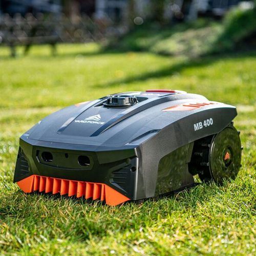 Mähroboter MB 400 mit Mähgarage – Akku-Rasenroboter mit App-Steuerung, Sensoren, 20V/2Ah, für 400 m² Rasenfläche, automatische Pflege YARD FORCE