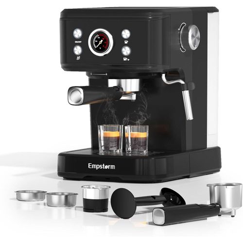 Siebträgermaschine, Kaffeemaschine mit Milchaufschäumer, 20 Bar Espressomaschine, 2 in 1 Expresso Machine Siebträger Kaffeemaschine für Kaffeepulver