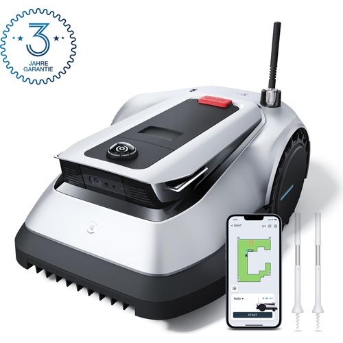 ECOVACS GOAT G1-2000 Mähroboter, intelligente 3D-Hindernisvermeidung, GPS-Navigation, App-Steuerung, leise & effizient, für Gärten bis 2000 m², Silber