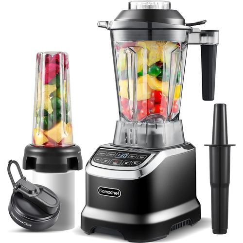 AMZCHEF Mixer Smoothie Maker - 2000W Blender Hochleistungsmixer mit LED Zeitanzeige 6 Pro-Scharfe 3D Klingen 22000 U/Min Standmixer 1,85 Liter