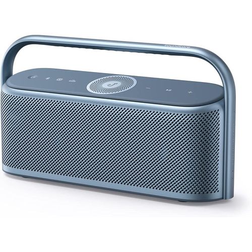 Bluetooth Lautsprecher, Lautsprecher Boxen Bluetooth mit Hi-Res Spatial Audio 50W räumlicher Sound IPX7 Wasserschutz 12h Wiedergabe Pro EQ Tragegriff