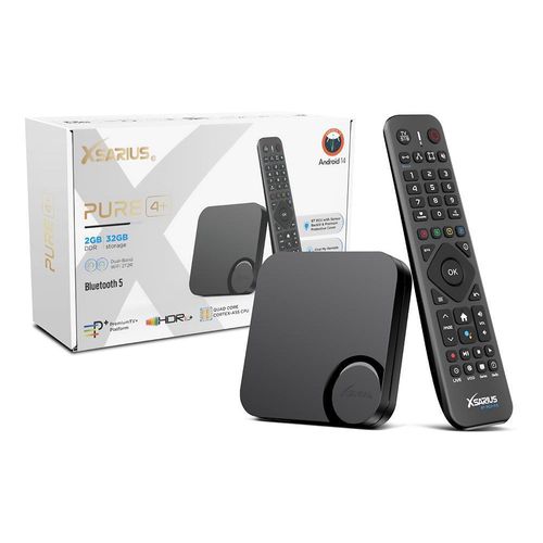 Xsarius PURE 4+ 4K Android 14 OTT 4K UHD IPTV Player H.265 HEVC Wlan