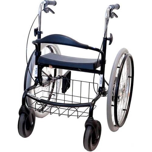 Wheellator, 2in1 Rollstuhl und Rollator, Transportrollstuhl, klappbar, Farbe:rot