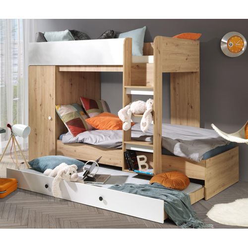 Etagenbett für Kinder Smart 2 mit Leiter, 3 Schlafplätze