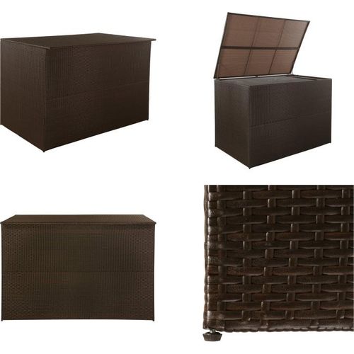 vidaXL Garden Auflagenbox Braun 150x100x100 cm Poly Rattan - Outdoor Aufbewahrungsbox - Outdoor Aufbewahrungsboxen - Aufbewahrungskiste - Aufbewahrungskisten