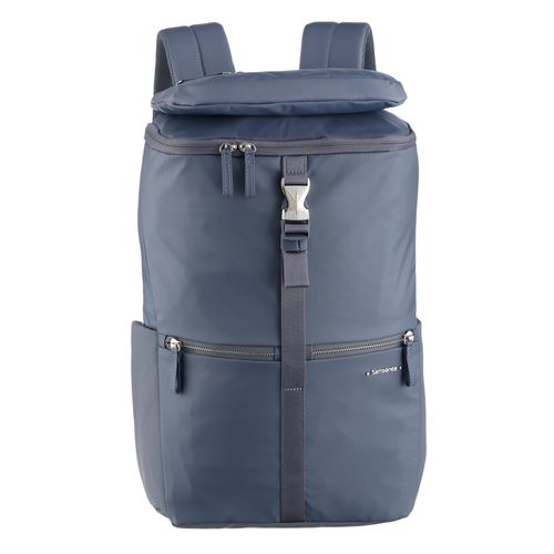 Laptoprucksack SAMSONITE "MOVE JOURNEY", Damen, Gr. B/H/T: 28cm x 43cm x 15cm, blau (graublau), Nylon, Polyester, Rucksäcke Laptoprucksack, Travelrucksack, Reiserucksack mit zwei Seitentaschen