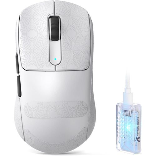 Gaming Maus 53g, 20000 FPS, Optische Schalter, PAW3950MAX 42K DPI Sensor, 8KHz RGB Empfänger, Tri-Mode BT/2.4GHz/USB-C, 500mAh, Mittel- bis Große Händ