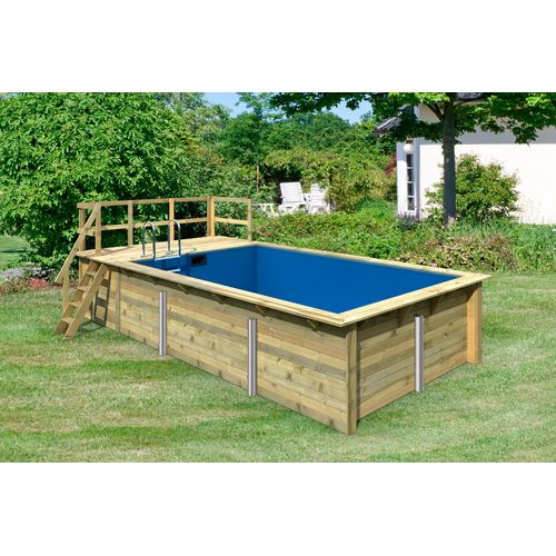 Rechteckpool KARIBU "Malta A", kdi, B:672cm H:124cm L:353cm, Schwimmbecken, BxLxH: 672x353x124cm, mit Sonnenterrasse