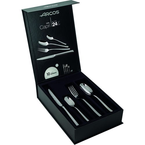 CAPRI 24 PIECES SET - Besteck mit geraden Linien, mit weichen Rundungen im Griff. Modernes und innovatives Design.