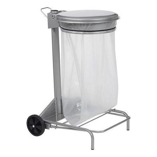 Rossignol fahrbarer Abfallbehälter mit Pedal 50L aus Stahl mit Pulverbeschichtung