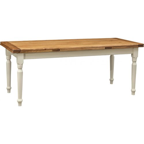 Esstisch ausziehbar massiv 200x90x80 cm, Massivholz tische, Esstisch landhausstil, Weiß/Holz