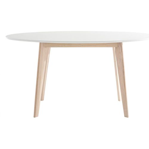 Miliboo - Tisch oval 150 cm Weiß und helles Holz LEENA
