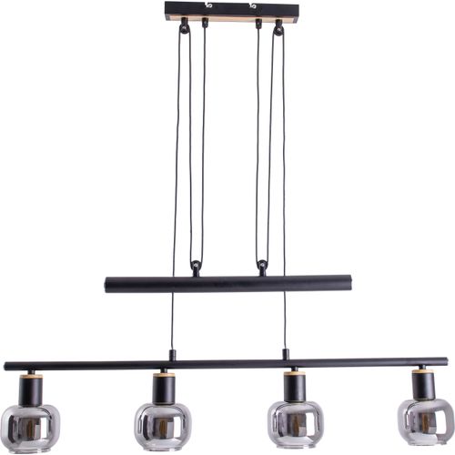 Näve Leuchten 4er Pendelbalkenleuchte "FUMOSO" L: 78cm 4er Pendelbalkenleuchte "FUMOSO" L: 78cm Pendelleuchte - 4er Pendelbalkenleuchte "FUMOSO", Hängelampe im Retro Style, ausMetall und Glas in schwarz, 160 cm hoch, Maße 78 x 10 cm, E14-Fassung