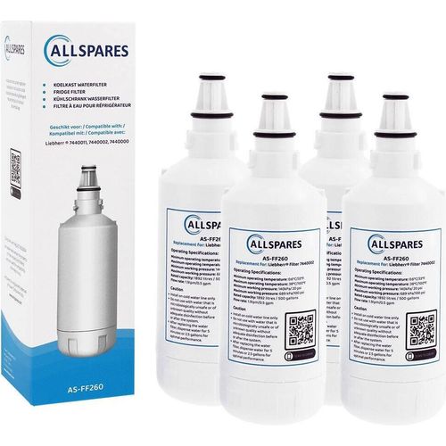 AllSpares Wasserfilter (4x) für Kühlschrank geeignet für Liebherr 7440002