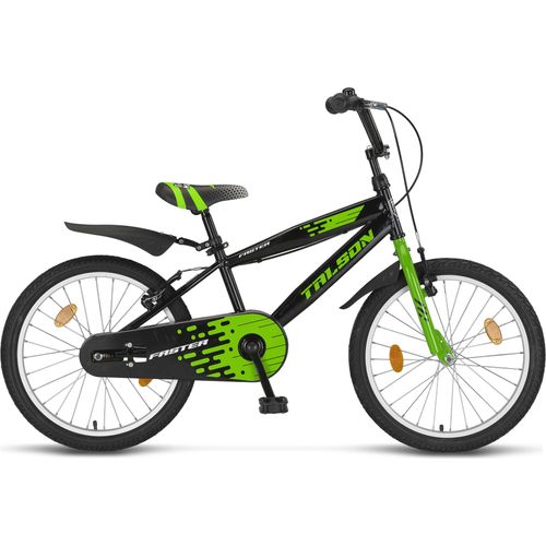 20 Zoll Fahrrad TALSON Kinderfahrrad inkl. Kettenschutz und Zubehör Schwarz Grün