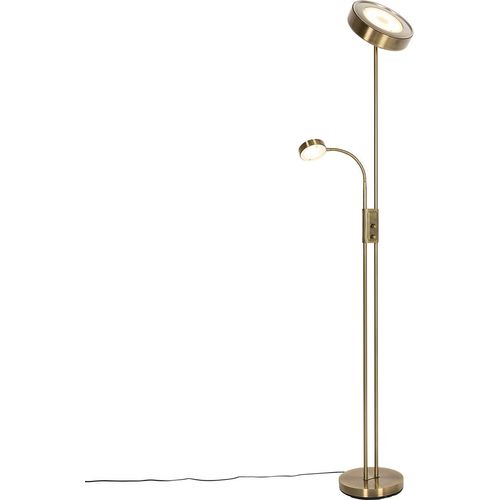Bronzene Stehleuchte inkl LED und Dimmer mit Leselampe Kelso