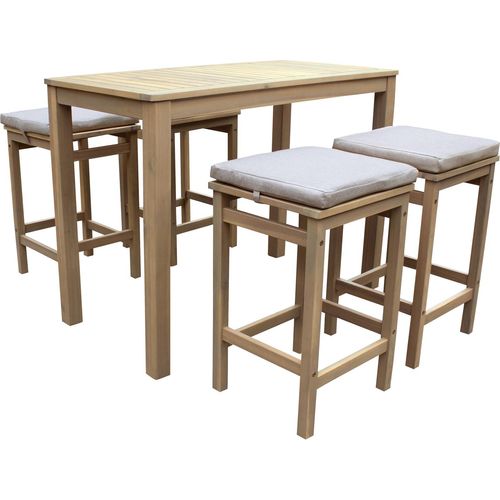 Stehimbiss ARUBA aus Akazienholz 4 Plätze - Kissen Sand