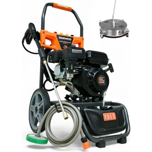 Benzin Hochdruckreiniger 207 bar | mit Flächenreiniger und 12 m Hochdruckschlauch | 7PS Flächenreiniger mit Messing Pumpenkopf | Steinreiniger