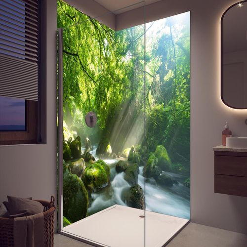 Duschrückwand - Wandverkleidung für Dusche aus Acryl 0,3 cm - 120 x 250 cm - Braune verschimmelte Ziegelmauer