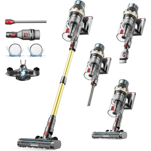 ZMH Akku Staubsauger kabellos Handstaubsauger 45000 Pa Akkusauger mit LED display,multikonus Filtersystem,60 Min Laufzeit,Verwirrungsfreie Bürsten