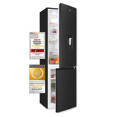 Exquisit Kühl-Gefrierkombination KGC265-70-NF-WS-040C inoxlook-az | 251 L Volumen | Kühl Gefrierkombination No-frost | Wasserspender | Kühlgefrierkombination freistehend