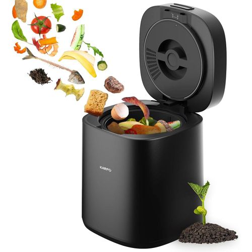 Leicke 2,5L Küchenabfallentsorger Abfallvernichter Abfallentsorger Küchen Lebensmittelabfall Müllentsorger, Abnehmbarer Kohlefilter, schwarz