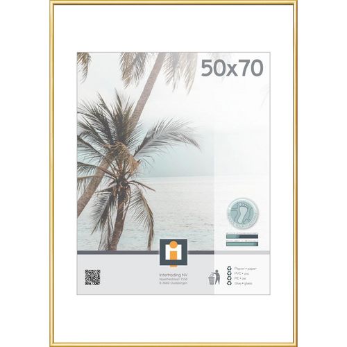 Bilderrahmen Kyoto, Gold, Kunststoff, Glas, rechteckig, 50x70 cm, Bilder und Zubehör, Bilderrahmen, Bilderrahmen Kunststoff