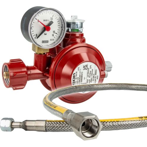 GOK Herd Anschluss-Set Pro mit Manometer, 50mbar, 1,5kg/h, KLF x IG Rp 1/2