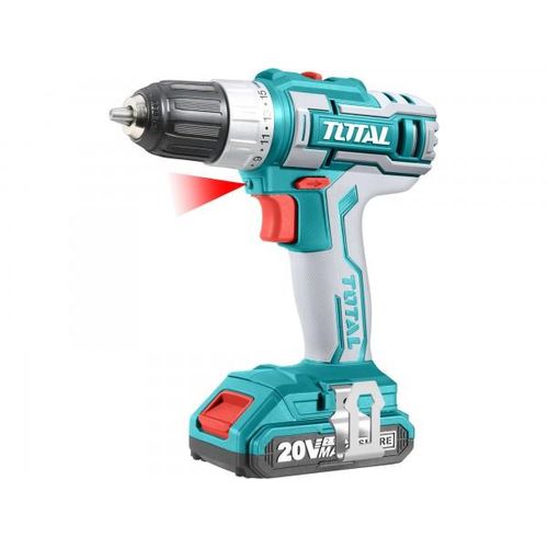 Akkuschrauber Total TDLI2002E Akku-Bohrschrauber, 20V Li-Ion (2x), 2000mAh, in Tasche, 47-tlg. Set