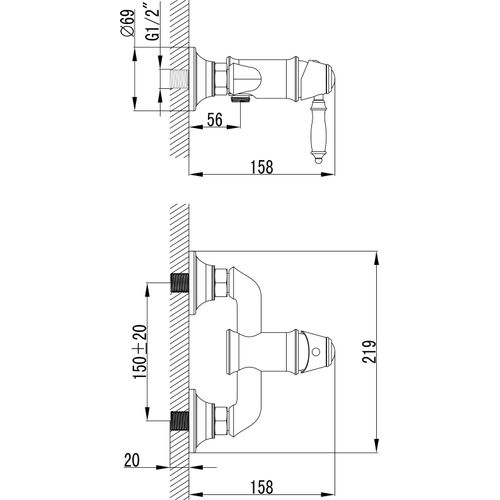 PaulGurkes Nostalgie Dusche Set Retro Aufputz