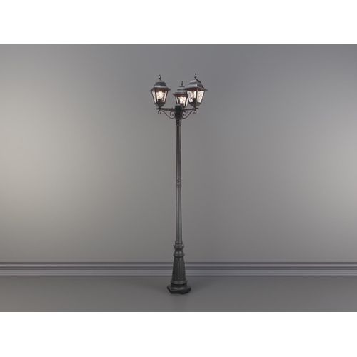 LED Straßenlaterne 3-flammig mit Bleiglas zur Garten-Wegbeleuchtung, Höhe 227cm