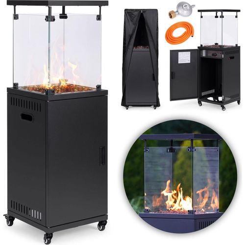 Gasheizstrahler, Heizstrahler, 13 kW, Glas, für Garten und Terrasse, Regler, Vulkansteine, Abdeckung, MultiGarden