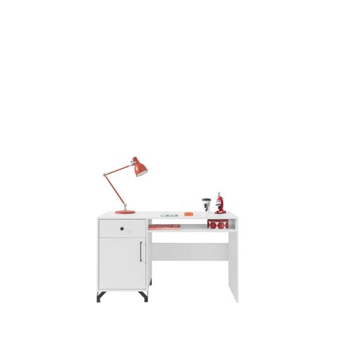 Schreibtisch – Bürotisch – Büroschreibtisch – BERGEN System 9 – 125 cm – Weiß / Hochglanz – Reduziertes Design trifft maximale Produktivität