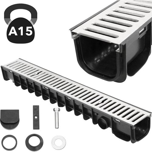 Mucola Entwässerungsrinne Belastungsklasse A15 Entwässerungskanal Bodenrinne StegBraunHofaBlauf - 5 Meter