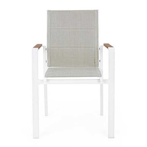 6er Set Stühle Kubik 56,5 x 62 x 88 cm Aluminium und Textil Weiß Stuhl Neu