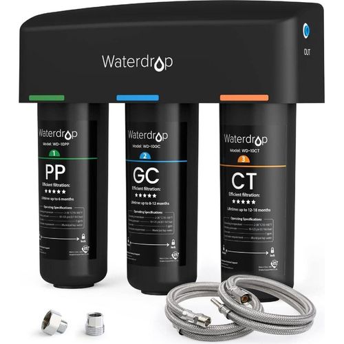 Waterdrop TSA Untertisch Wasserfiltersystem, 3-stufige 0,5 Mikron Wasserfilter Trinkwasser, NSF/ANSI 42
