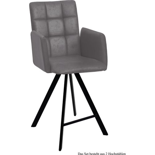 Thekenstuhl drehbar (2er-Set) Devalyn 52x108x60 Schwarz/Grau