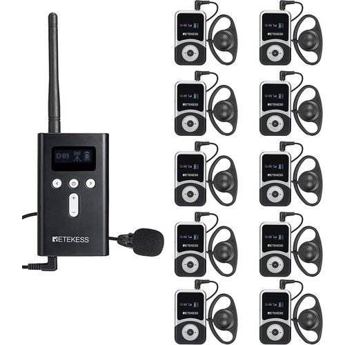Retekess T130S Tour Guide System, 100M Audio Guide, 49 Kanäle, D-Kopfhörer, Kabellose Gruppenführungssystem für Tourismus, Werksbesichtigungen