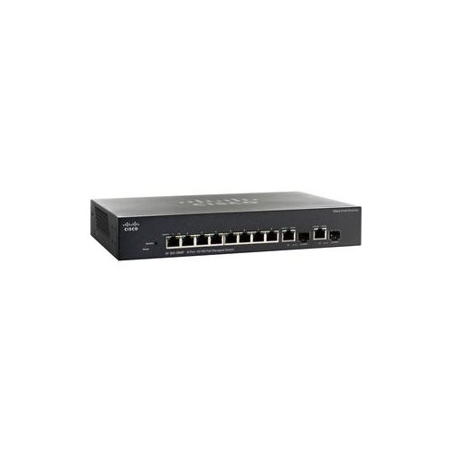 Cisco SF 302-08MP, IEEE 802.3ad, 10/100/1000 Mbps, gemanaged, L3, Schwarz, 279,4 x 44,45 x 170 mm