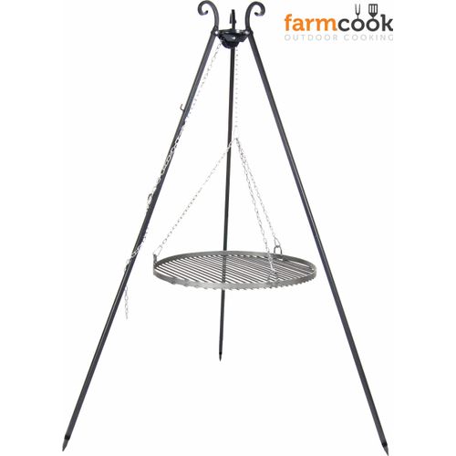 Farmcook E00370 Grill mit dem Rost aus Rohstahl auf dem Dreibein VIKING ; Rohstahlrost (Durchmesser): 50cm ; Höhe: 180cm