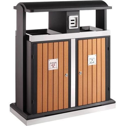 Abfallbehälter für Abfalltrennung draußen 2x50, EKO - Holz Optik