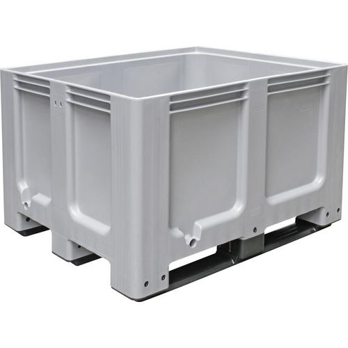Großbox mit 3 Kufen, LxBxH 1200 x 1000 x 760 mm, grau, Boden/Wände geschlossen, Inhalt 610 Liter