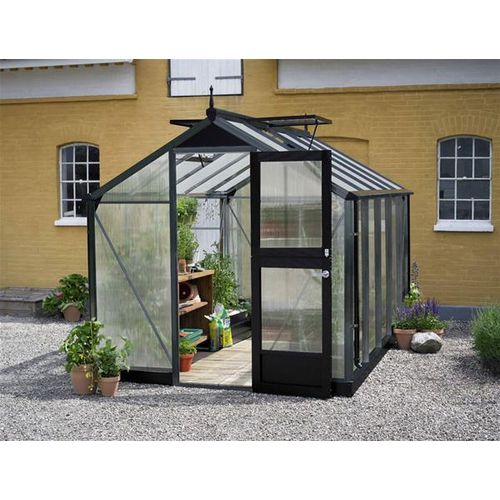 Gewächshaus JULIANA Compact 8,2 m² 10 mm Stegdoppelplatten 224 x 368 cm anthrazit/schwarz